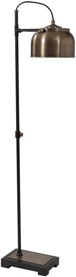 Uttermost Industrial Modern Arc Floor Lamp 62" Tall Plated Brass Aged Black Adjustable Dome Shade for Living Room Reading House