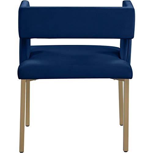 Caleb Luxe Navy Velvet Low-Back Dining Chair with Gold Legs