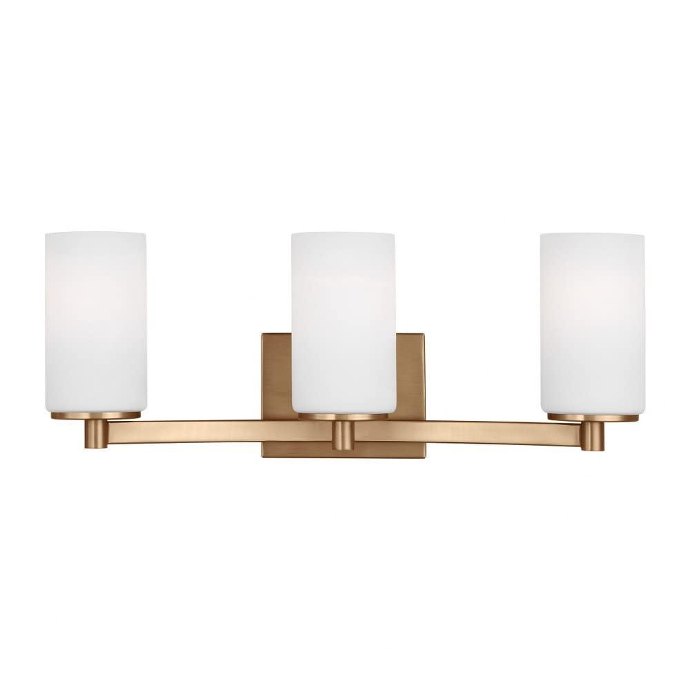 Satin Brass 3-Light Dimmable Bath Vanity Fixture