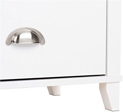 Prepac Yaletown 2 Drawer Nightstand White: Modern Rectangular Bedside Furniture, Wood Composite Construction