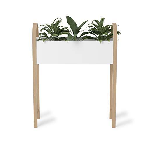 Bellwood Elevated White Metal Planter with Wooden Legs