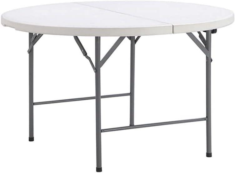 48'' White Resin Round Folding Table with Steel Frame