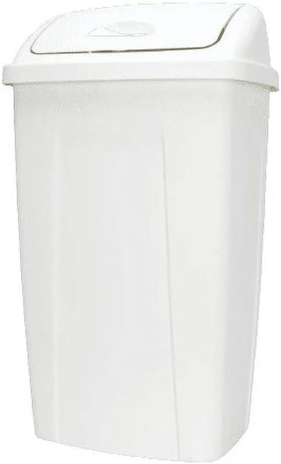 Mainstays Kitchen Trash Can, 13 Gallon, Plastic Swing Top Garbage Bin, White