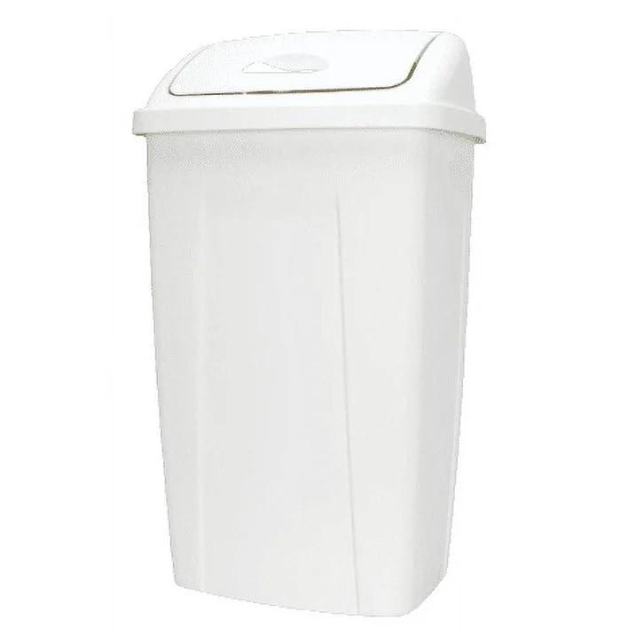 Mainstays Kitchen Trash Can, 13 Gallon, Plastic Swing Top Garbage Bin, White