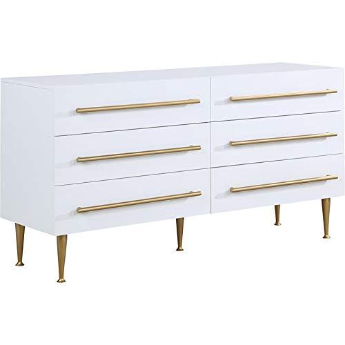 Marisol Mid-Century White Dresser with Brushed Gold Accents