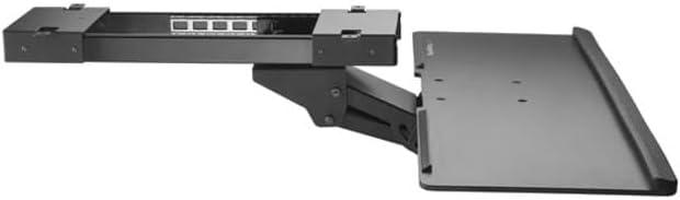 Adjustable Black Steel and Plastic Under-Desk Keyboard Tray