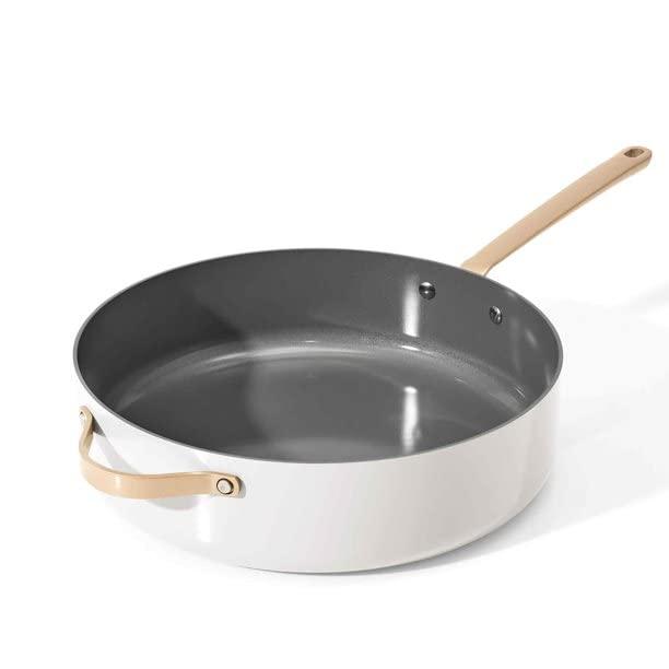 Beautiful 5.5 Quart Ceramic Non-Stick Sauté Pan, White Icing by Drew Barrymore