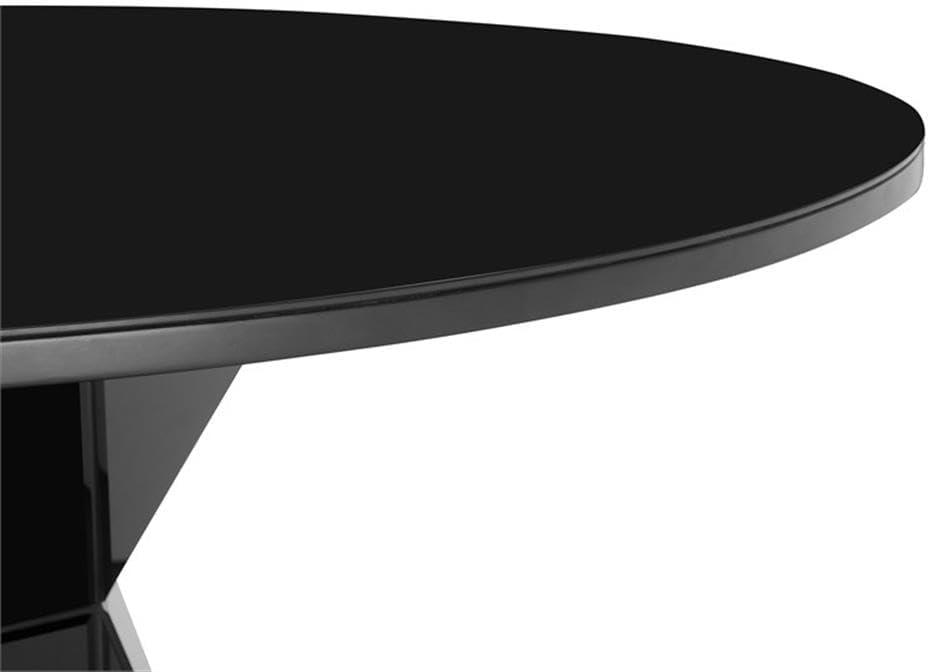 Iris 56" Black Glass and Wood Round Dining Table