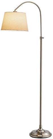 Adesso Bonnet Arc Steel Standing Floor Lamp and Adjustable White Linen Shade