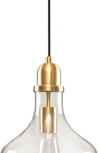 Ink+Ivy 9"x95.5" Auburn Bell Shaped Hanging Glass Simple Industrial Pendant Light Gold: Modern Ceiling Fixture, 60W E26, Adjustable Height