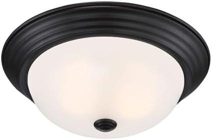 1257M-ORB-W-Designers Fountain-13 Inch 2 Light Flush Mount-Oil Rubbed Bronze Finish-Etched Glass Color