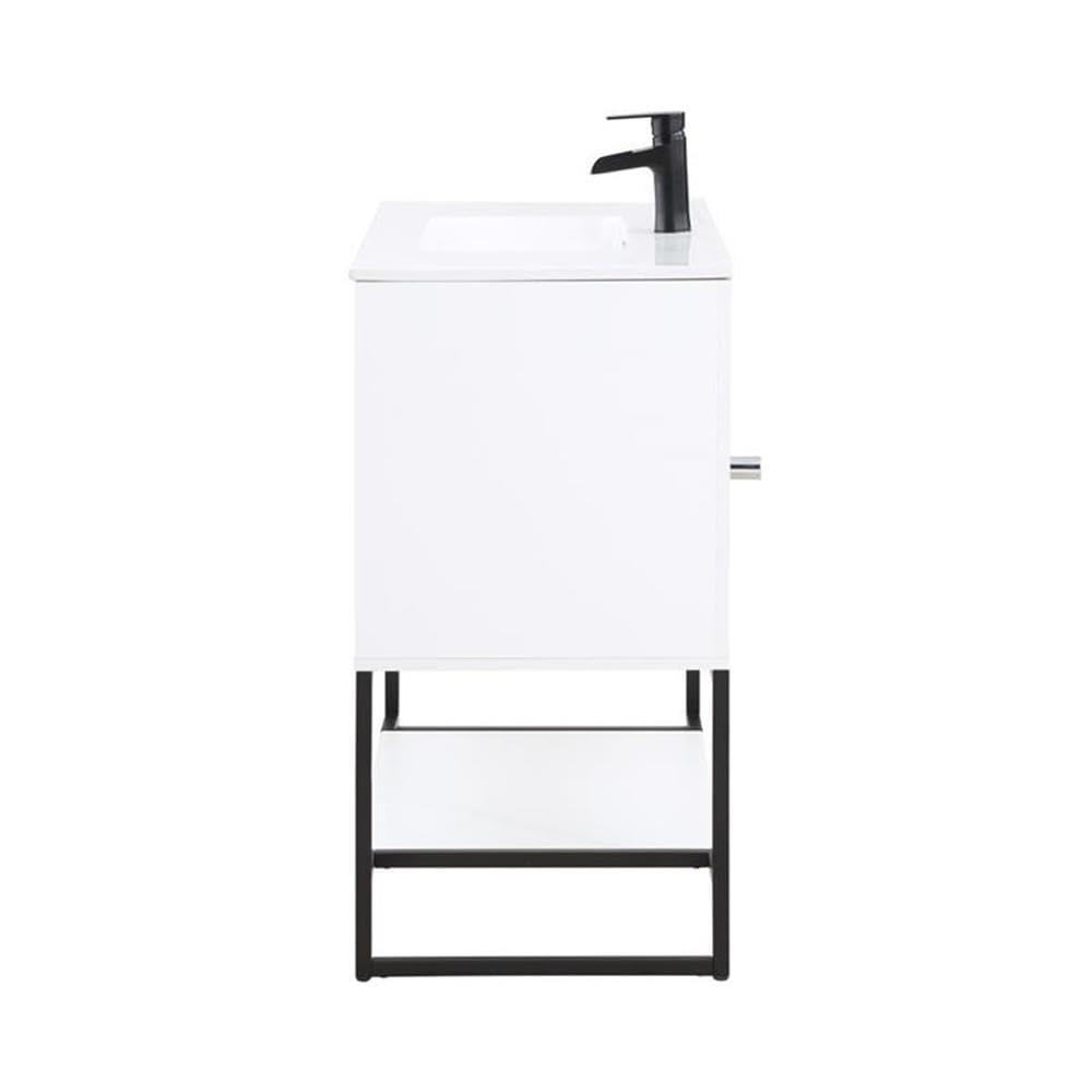 36" Scarsdale Bathroom Vanity Sink White - Manhattan Comfort: Ceramic Surface, Wood Frame, Single Basin