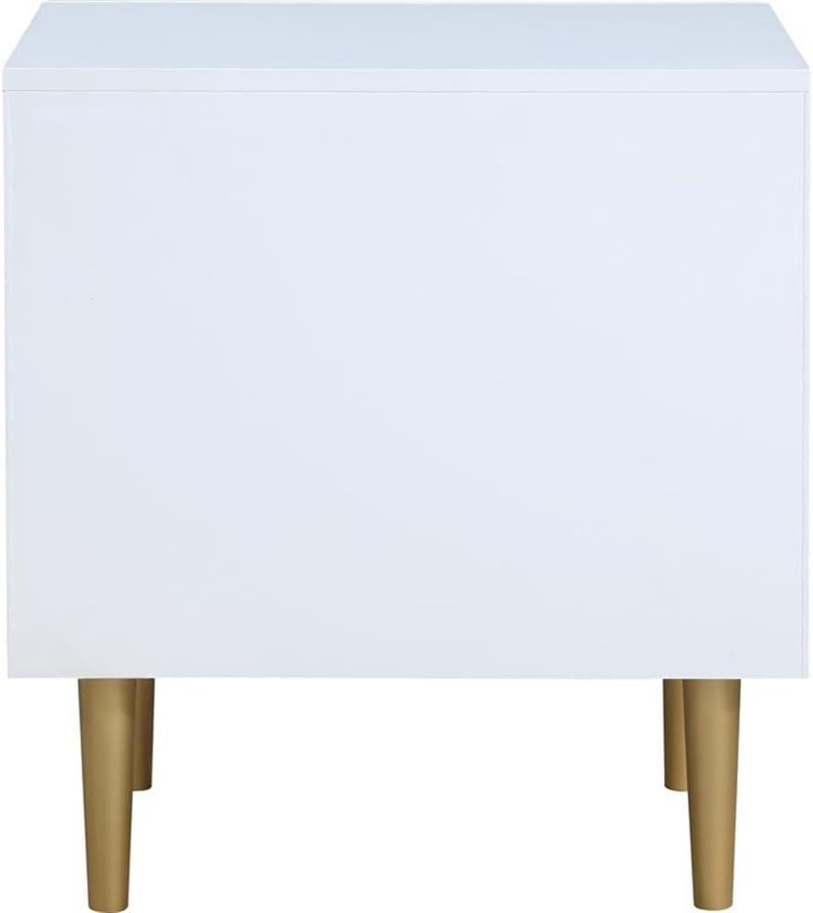 Meridian Furniture Zayne Contemporary Metal Nightstand in Rich White Finish