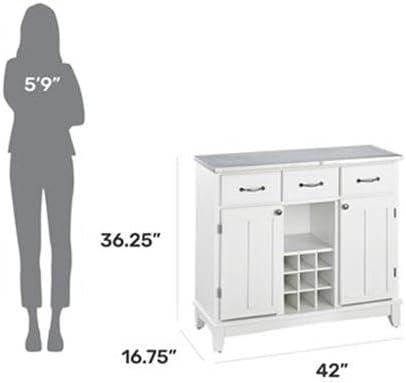 36.25" Sideboard Buffet Servers with Stainless Top Off White - Home Styles: Kitchen Hutch, Buffet Table