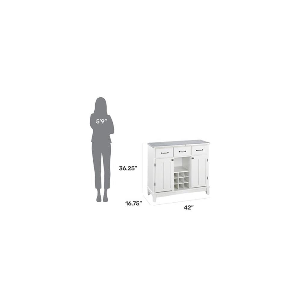 36.25" Sideboard Buffet Servers with Stainless Top Off White - Home Styles: Kitchen Hutch, Buffet Table