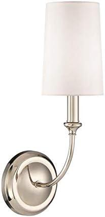 Sylvan Polished Nickel Dimmable Sconce with White Silk Shade