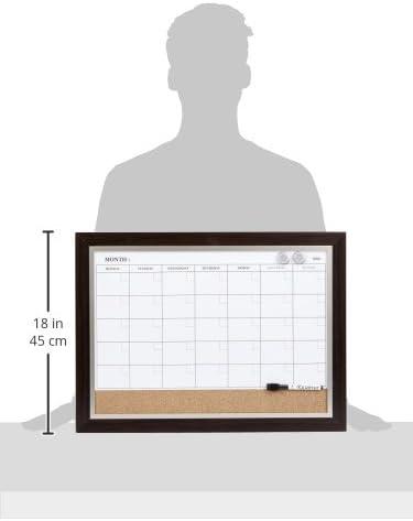 Two-Tone Magnetic Dry Erase and Cork Calendar Board, 17" x 23"