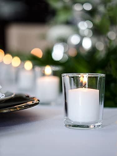 Clear Glass Votive Candle Holders with Unscented White Candles, 72-Pack