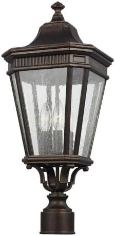 Cotswold Lane Grecian Bronze 3-Light Outdoor Post with Clear Seeded Glass