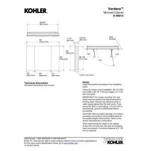 KOHLER Verdera® Aluminum Triple-Door Medicine Cabinet, Frameless with Adjustable Shelves