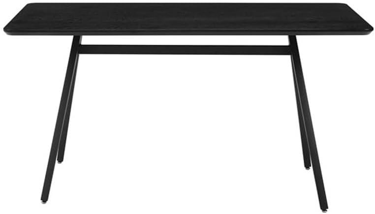 Black Wood and Metal Industrial Dining Table, 60 Inch