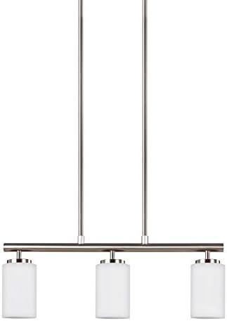 Sea Gull Lighting 66160-962 Oslo Three-Light Island Pendant Hanging Modern Light Fixture, Brushed Nickel Finish