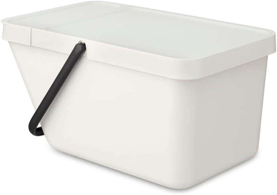 Light Gray Stackable Plastic Recycling Bin with Carry Handle