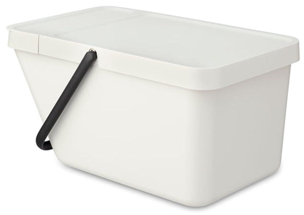 Light Gray Stackable Plastic Recycling Bin with Carry Handle