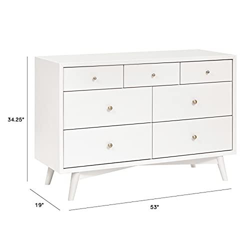 Palma Mid-Century Modern 7-Drawer Dresser with Brushed Metal Hardware