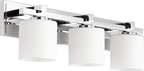 3 Light Cylinder Bath Vanity In Style 24 Inches Wide By 7.5 Inches High-Chrome Finish-Satin Opal Glass Color Quorum Lighting 5369-3-14