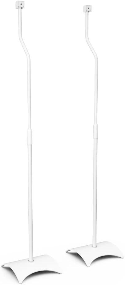 AVF Steel Speaker Floor Stands with Adjustable Height in White (Set of 2)