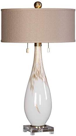 Uttermost Cardoni 32" Gloss White Hand-Blown Glass Table Lamp