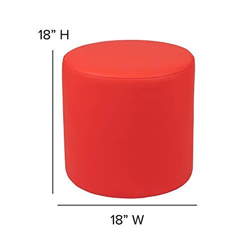 Modern Classroom Red Plywood Round Ottoman with Leveling Glides