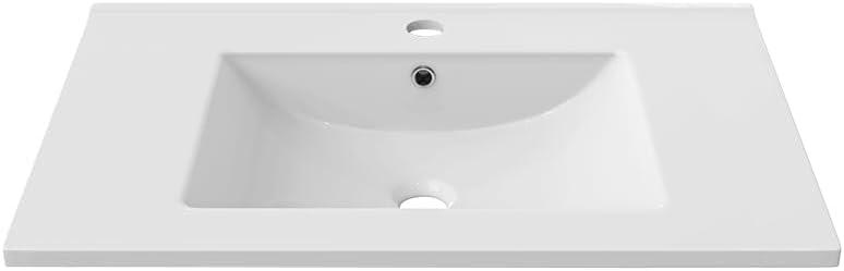 White Ceramic 36" Vanity Sink Top with Faucet Hole