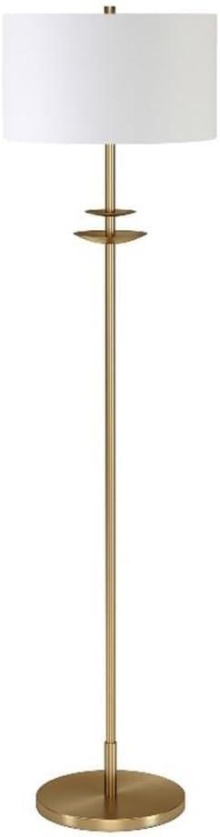 Henn&Hart 16" Brass Finish Metal/Fabric Floor Lamp