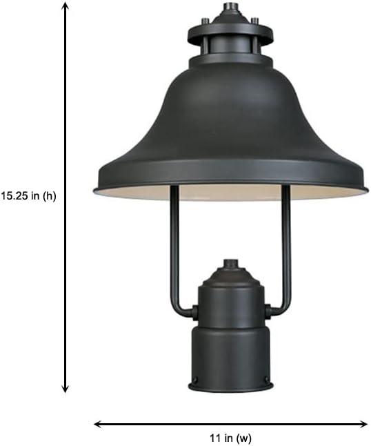 Bayport Black Steel Outdoor Post Lantern with Bell Shade