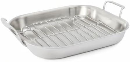 Stainless Steel 16" Roasting Pan with Flat Rack and Handles