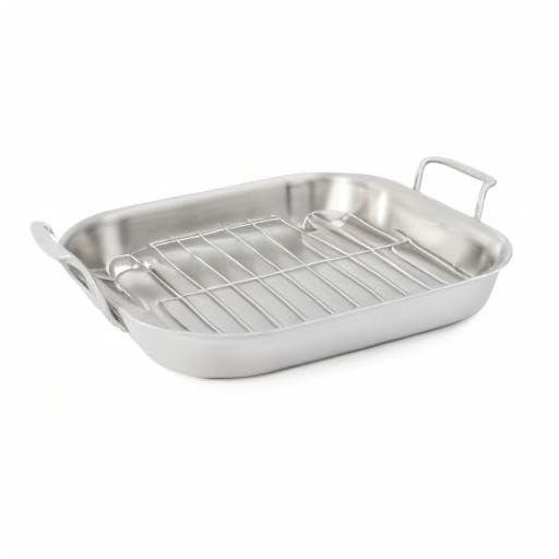 Stainless Steel 16" Roasting Pan with Flat Rack and Handles