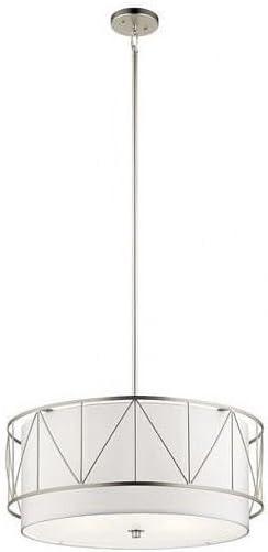 Birkleigh 24" Satin Nickel Drum Pendant with White Glass Shade