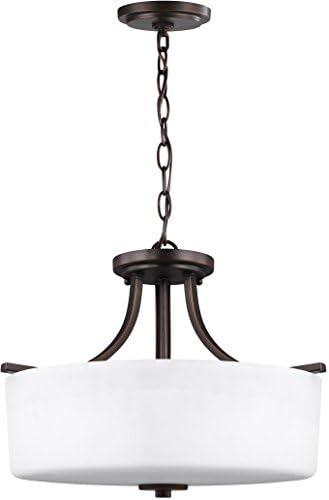 Bronze 5-Light LED Chandelier with Etched Glass Shades