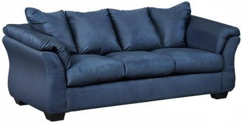 Roundhill Furniture Aruca Navy Blue Microfiber Pillow Back Sofa