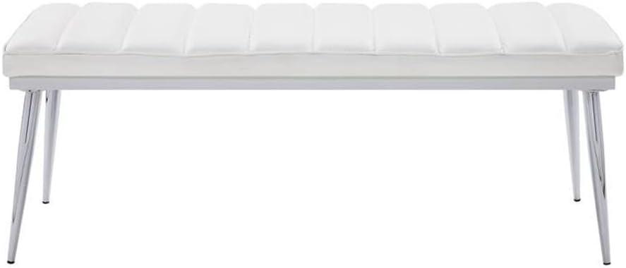 Weizor Bench White Faux Leather/Chrome - Acme Furniture