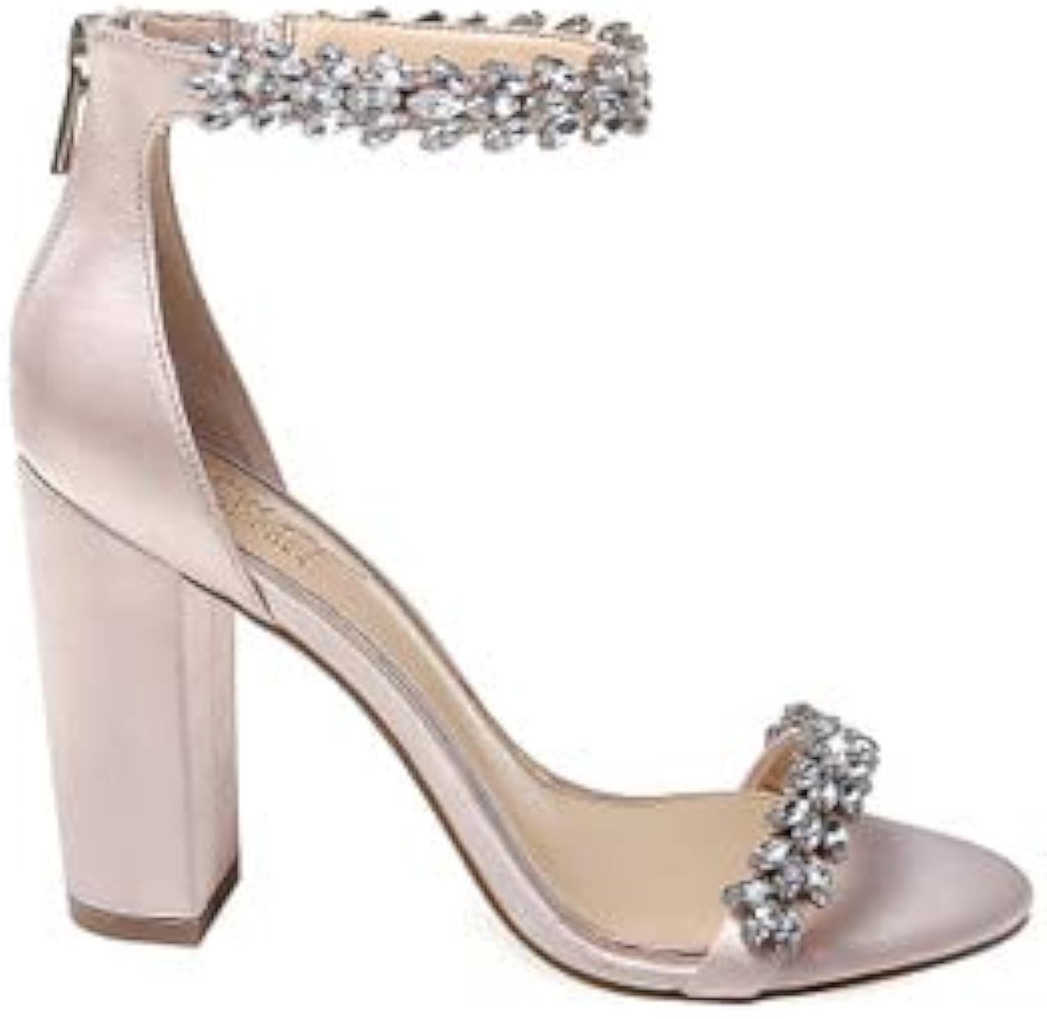 Mayra Evening Ankle Strap High Heel in Glittering Gold Satin