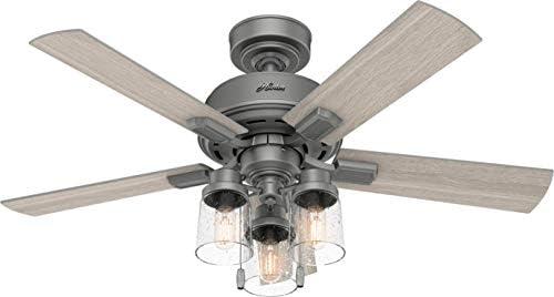 44" Hartland 5 - Blade Modern Farmhouse Indoor Ceiling Fan with Lights and Pull Chains