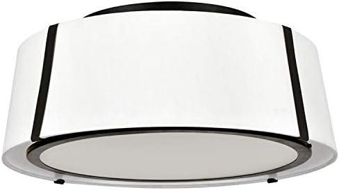 Matte Black Glass Drum Ceiling Light with White Silk Shade