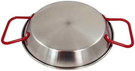 Sunrise Stainless Steel Paella Pan with Red Handle (8")