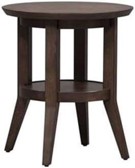 Ventura Dark Brown Round Wood End Table with Shelf