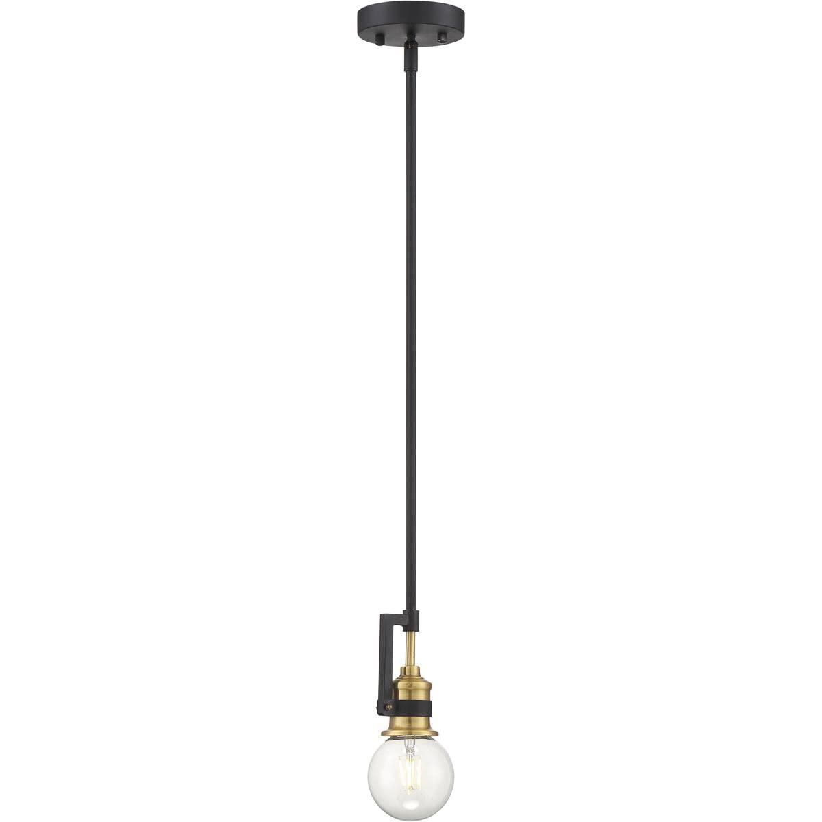 Nuvo Lighting Intention 1-Light Mini Pendant Fixture Warm Brass and Black Finish - N/A