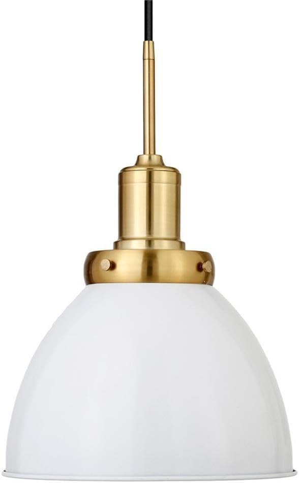 Henn&Hart 12" White/Brass Metal Pendant