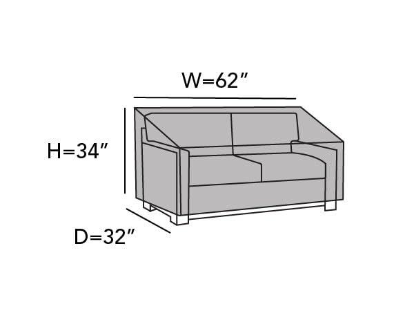 Covermates Outdoor Sofa Loveseat Cover - Water Resistant Polyester, Drawcord Hem, Mesh Vents, Seating and Chair Covers, 62W x 32D x 34H, Khaki